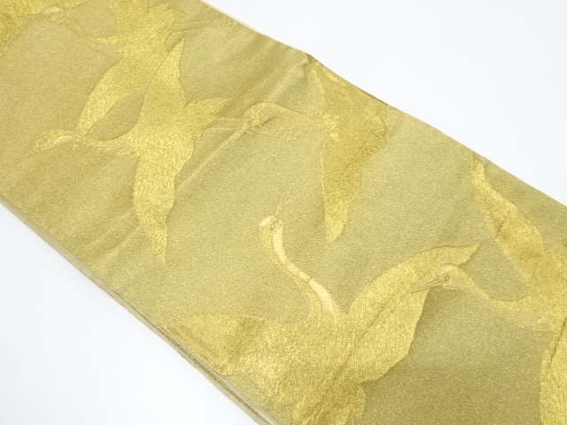 アンティーク　群鶴模様織り出し袋帯（着用可）